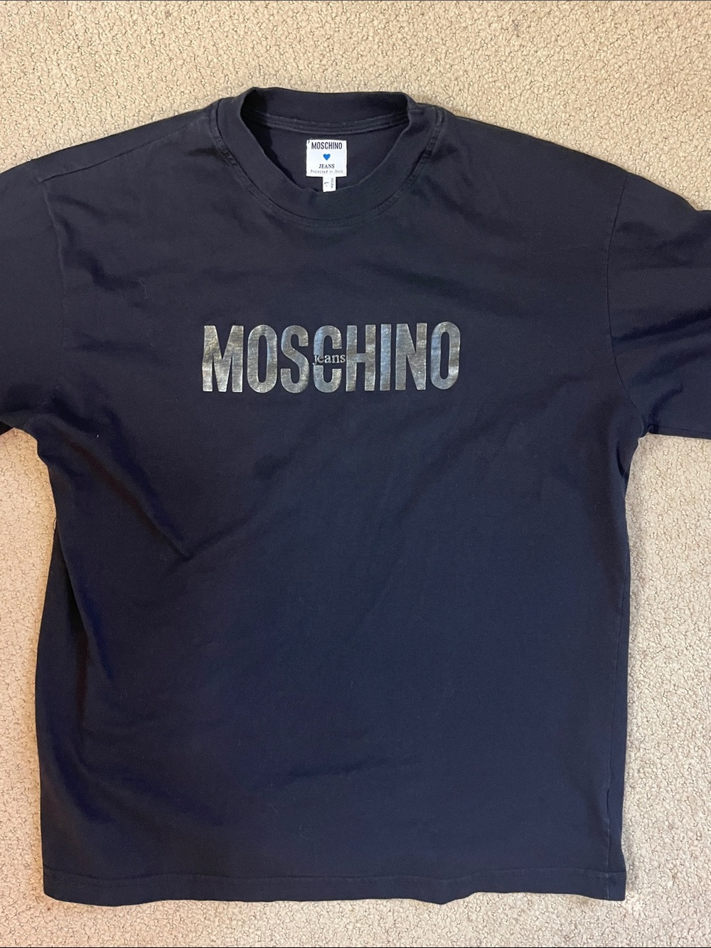 Moschino Black Tee with Metallic Logo